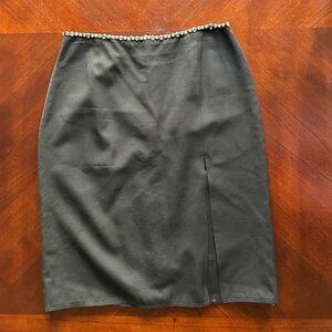 GEANNI Versace Elegant Black Pencil Skirt with Pearl Detail